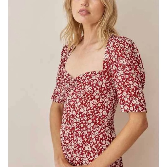 Reformation Floral Red Midi Dress NEW - Picture 2 of 9